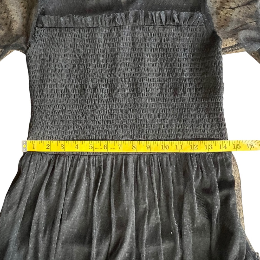 RENE DERHY Paris Goth Polka Dot Black Lace Layered Tulle Maxi Dress Sz S French - Picture 13 of 15